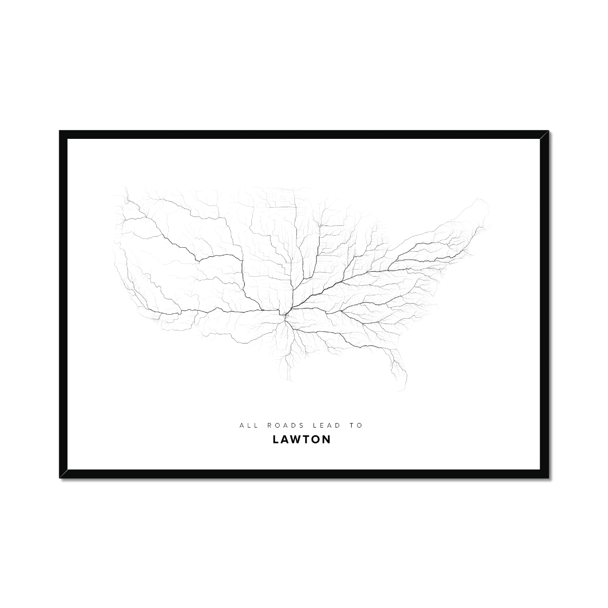 All roads lead to Lawton (United States of America) Fine Art Map Print