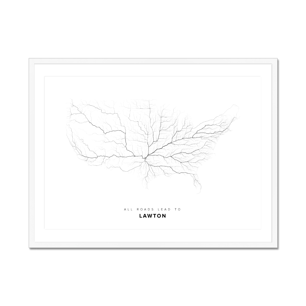 All roads lead to Lawton (United States of America) Fine Art Map Print