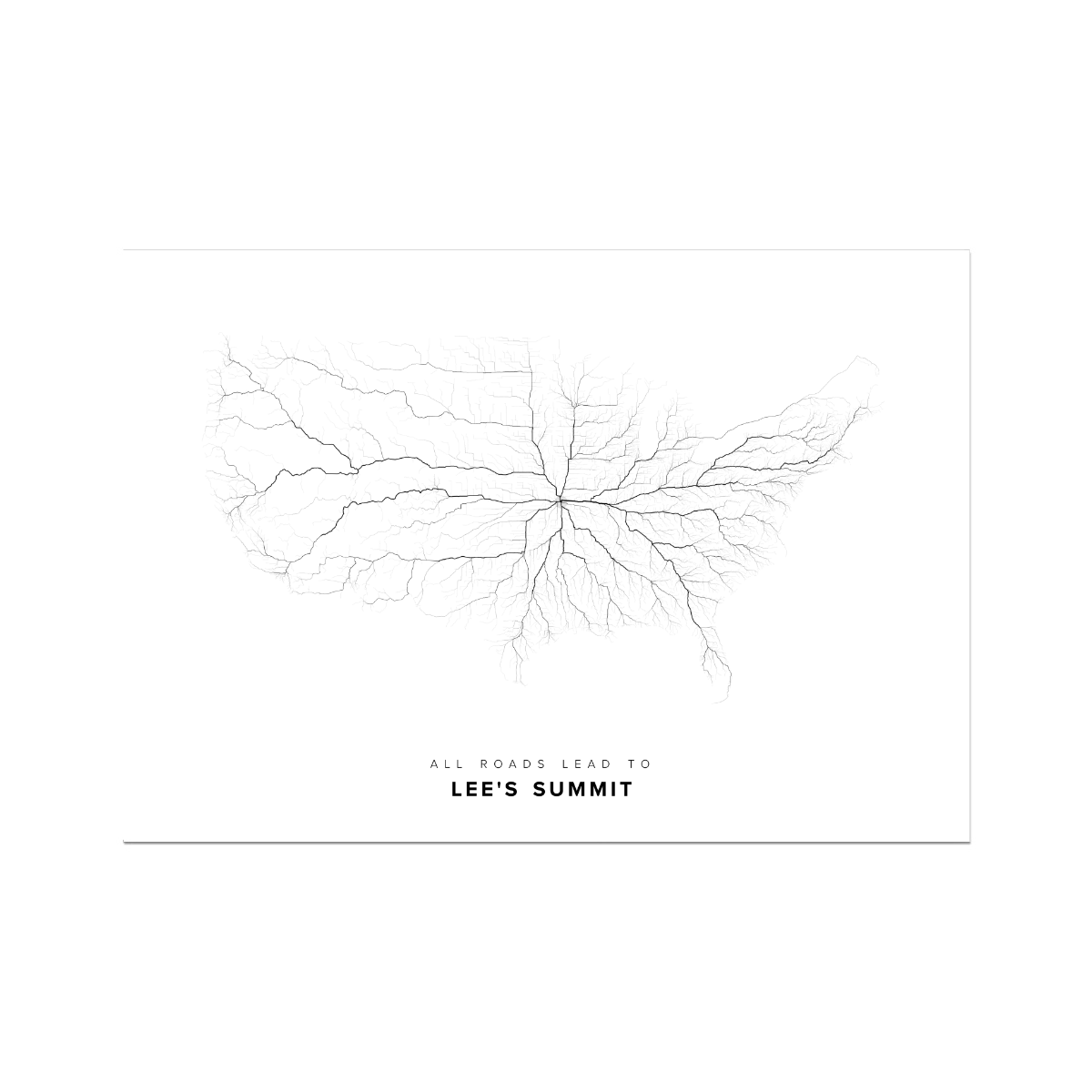 All roads lead to Lee's Summit (United States of America) Fine Art Map Print