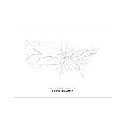 All roads lead to Lee's Summit (United States of America) Fine Art Map Print