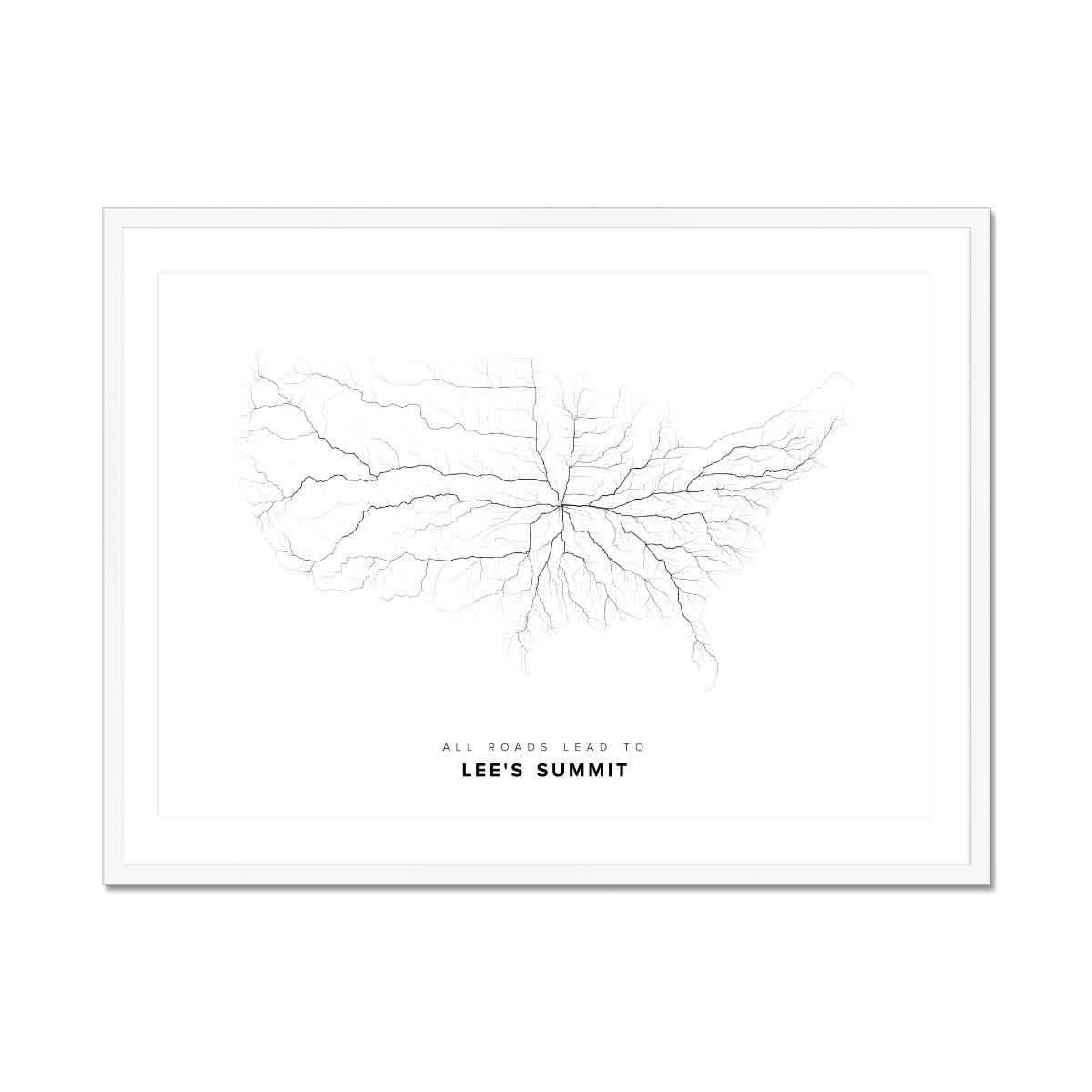 All roads lead to Lee's Summit (United States of America) Fine Art Map Print