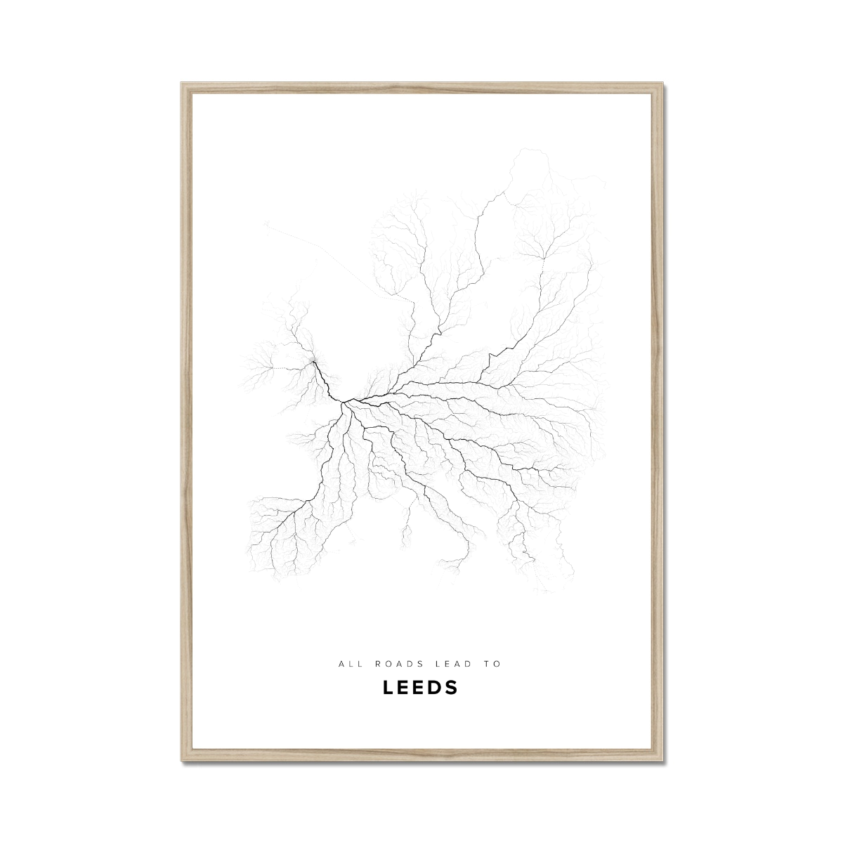 All roads lead to Leeds (United Kingdom of Great Britain and Northern Ireland) Fine Art Map Print