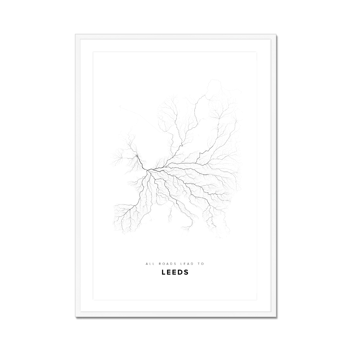 All roads lead to Leeds (United Kingdom of Great Britain and Northern Ireland) Fine Art Map Print