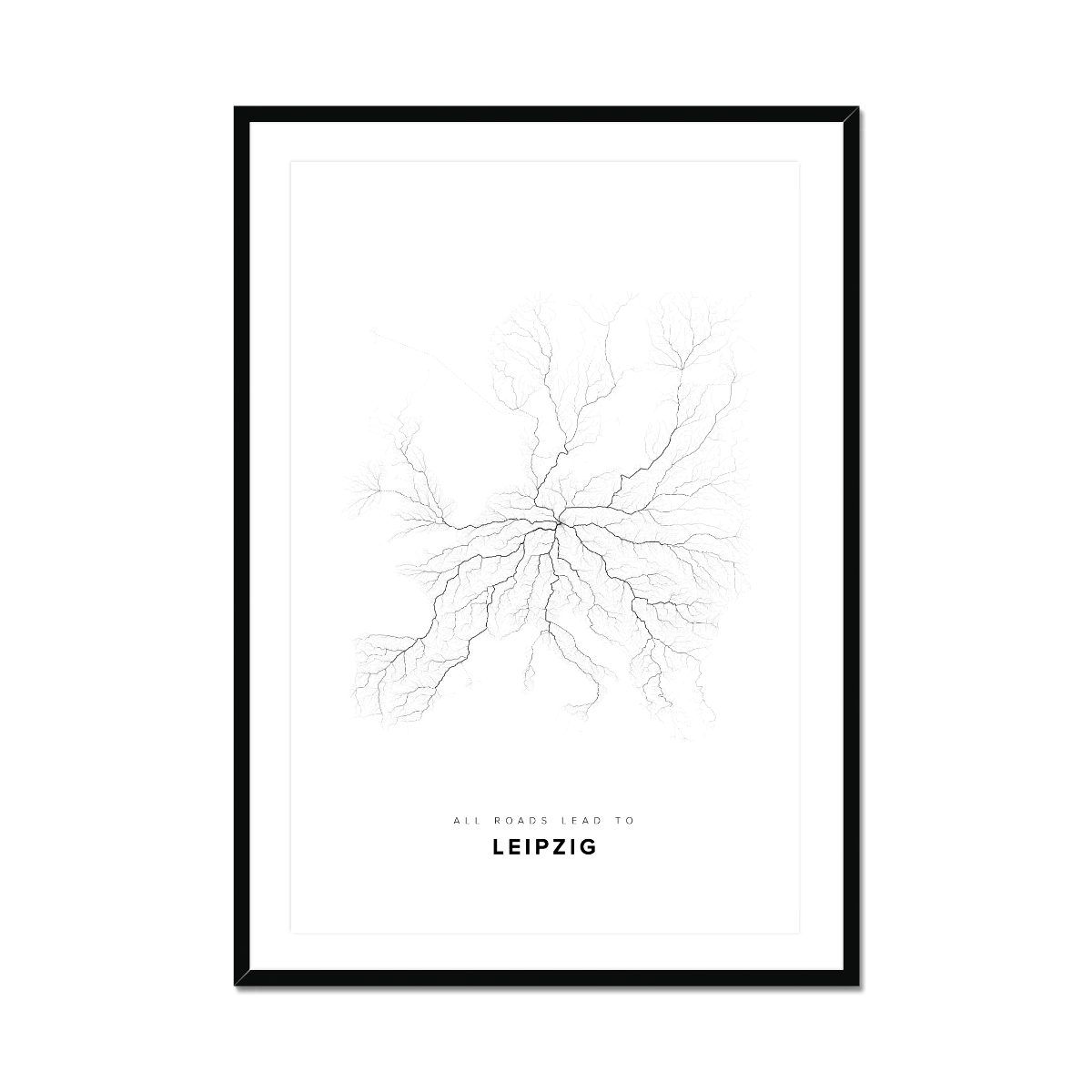 All roads lead to Leipzig (Germany) Fine Art Map Print
