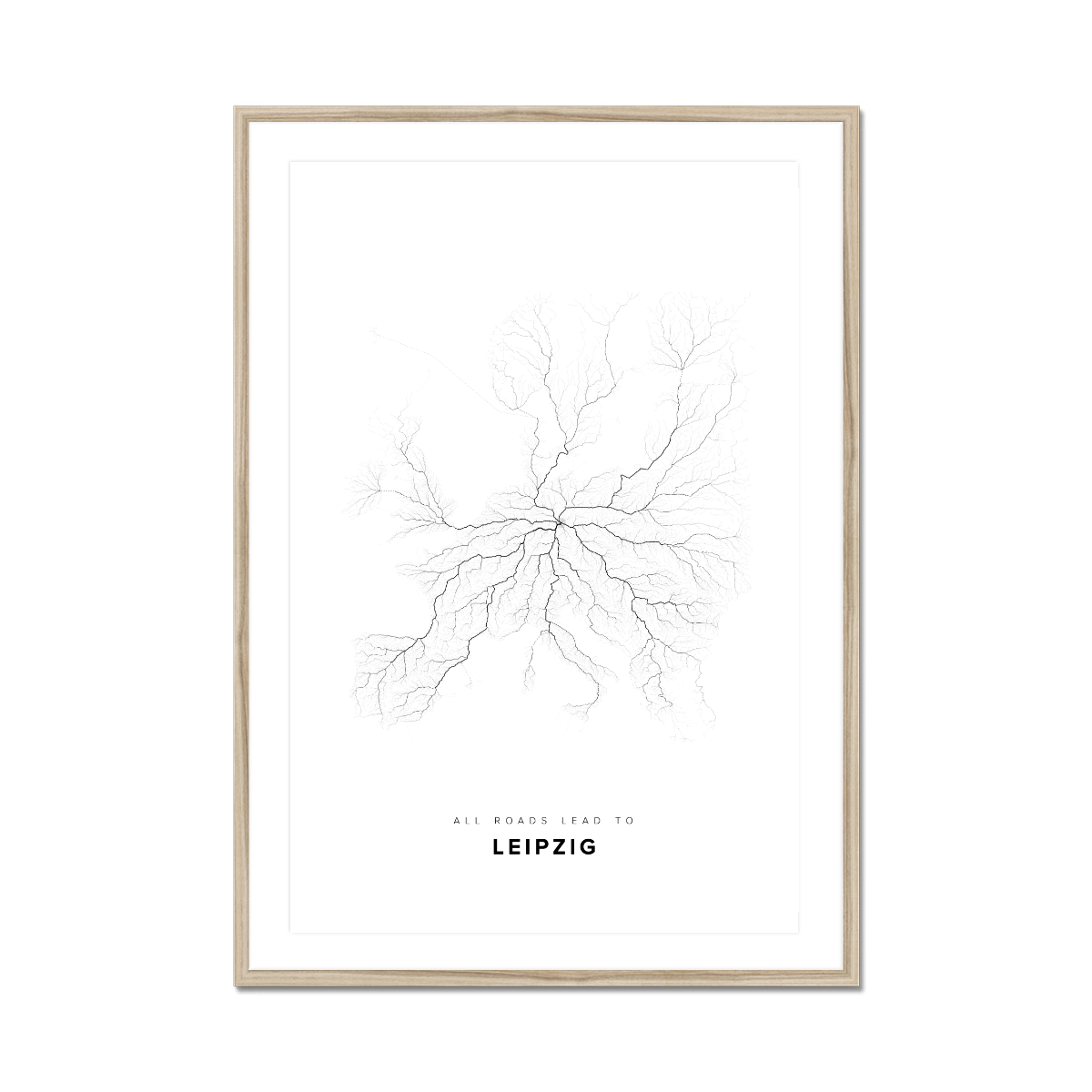 All roads lead to Leipzig (Germany) Fine Art Map Print