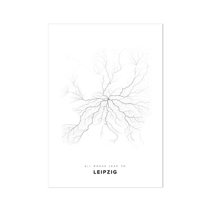 All roads lead to Leipzig (Germany) Fine Art Map Print