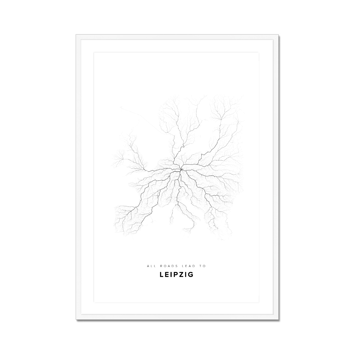 All roads lead to Leipzig (Germany) Fine Art Map Print