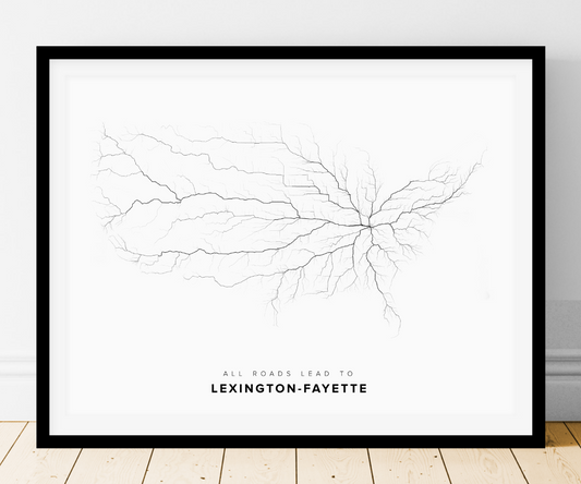 All roads lead to Lexington-Fayette (United States of America) Fine Art Map Print
