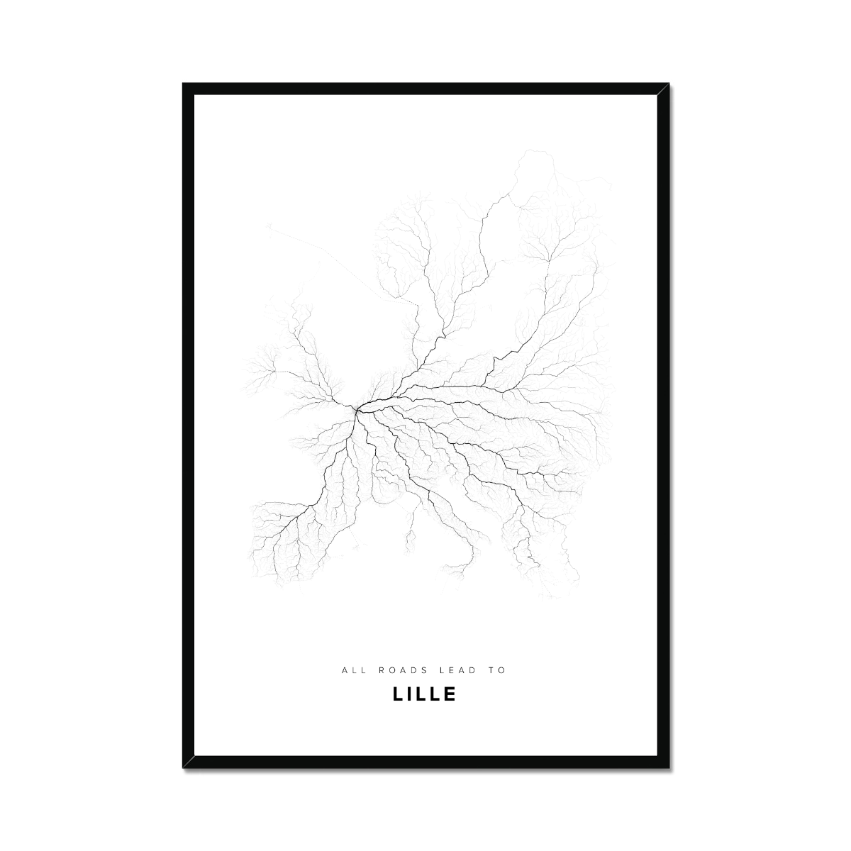 All roads lead to Lille (France) Fine Art Map Print