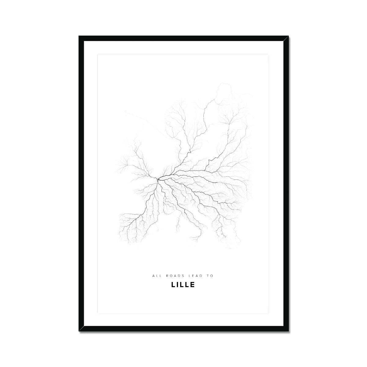 All roads lead to Lille (France) Fine Art Map Print