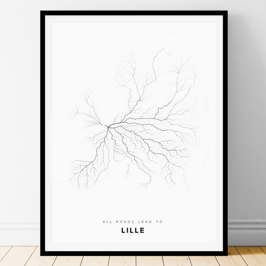 All roads lead to Lille (France) Fine Art Map Print