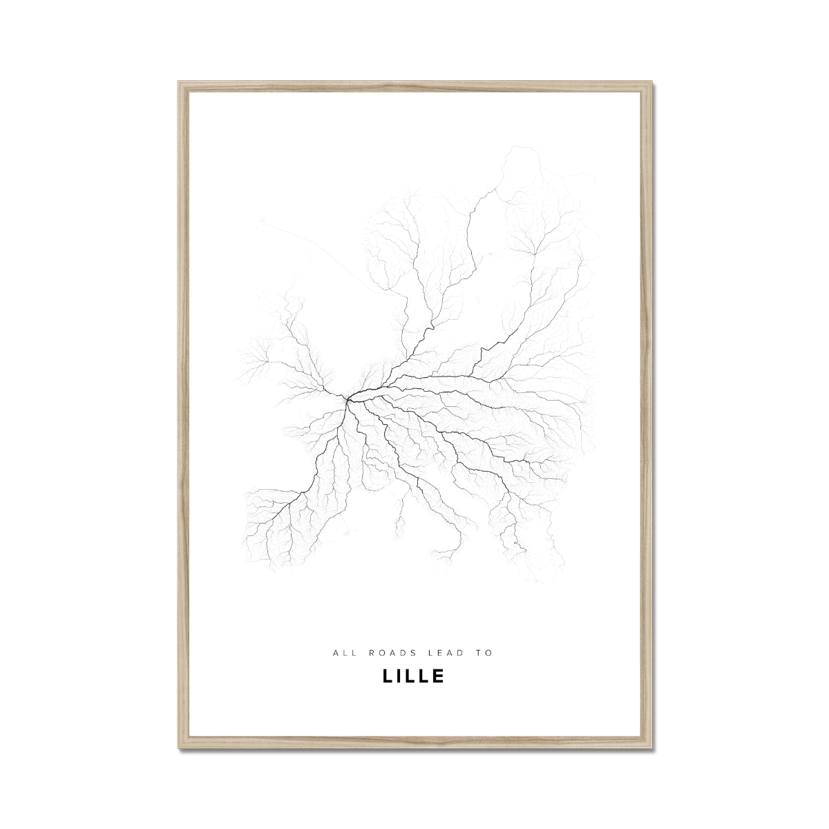 All roads lead to Lille (France) Fine Art Map Print