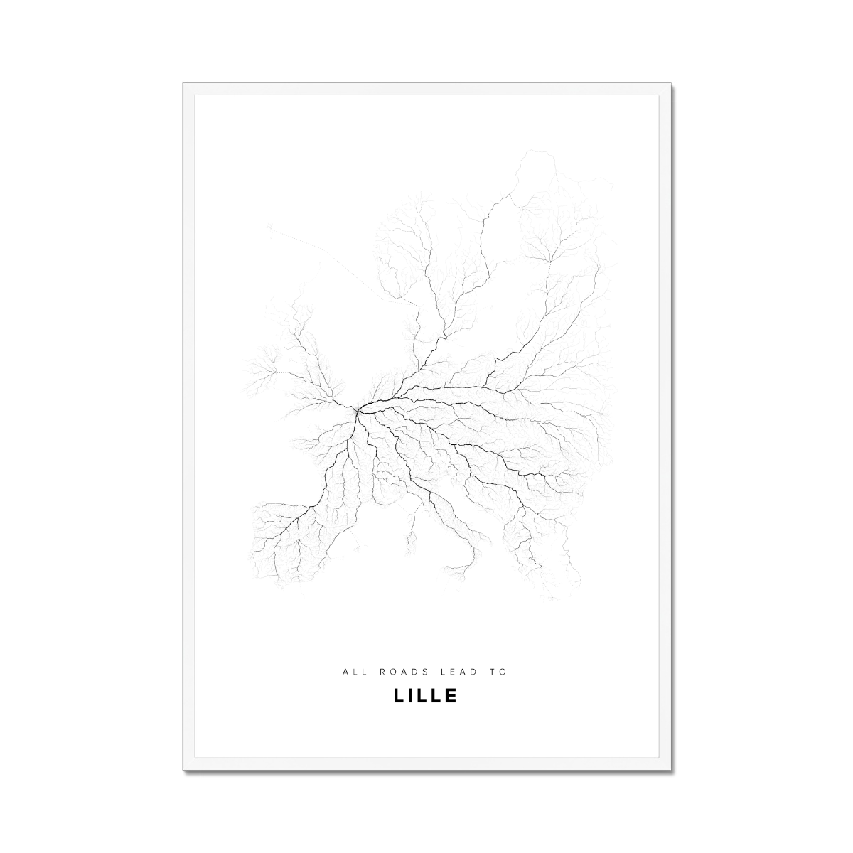 All roads lead to Lille (France) Fine Art Map Print