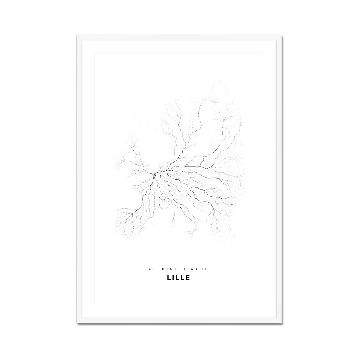 All roads lead to Lille (France) Fine Art Map Print