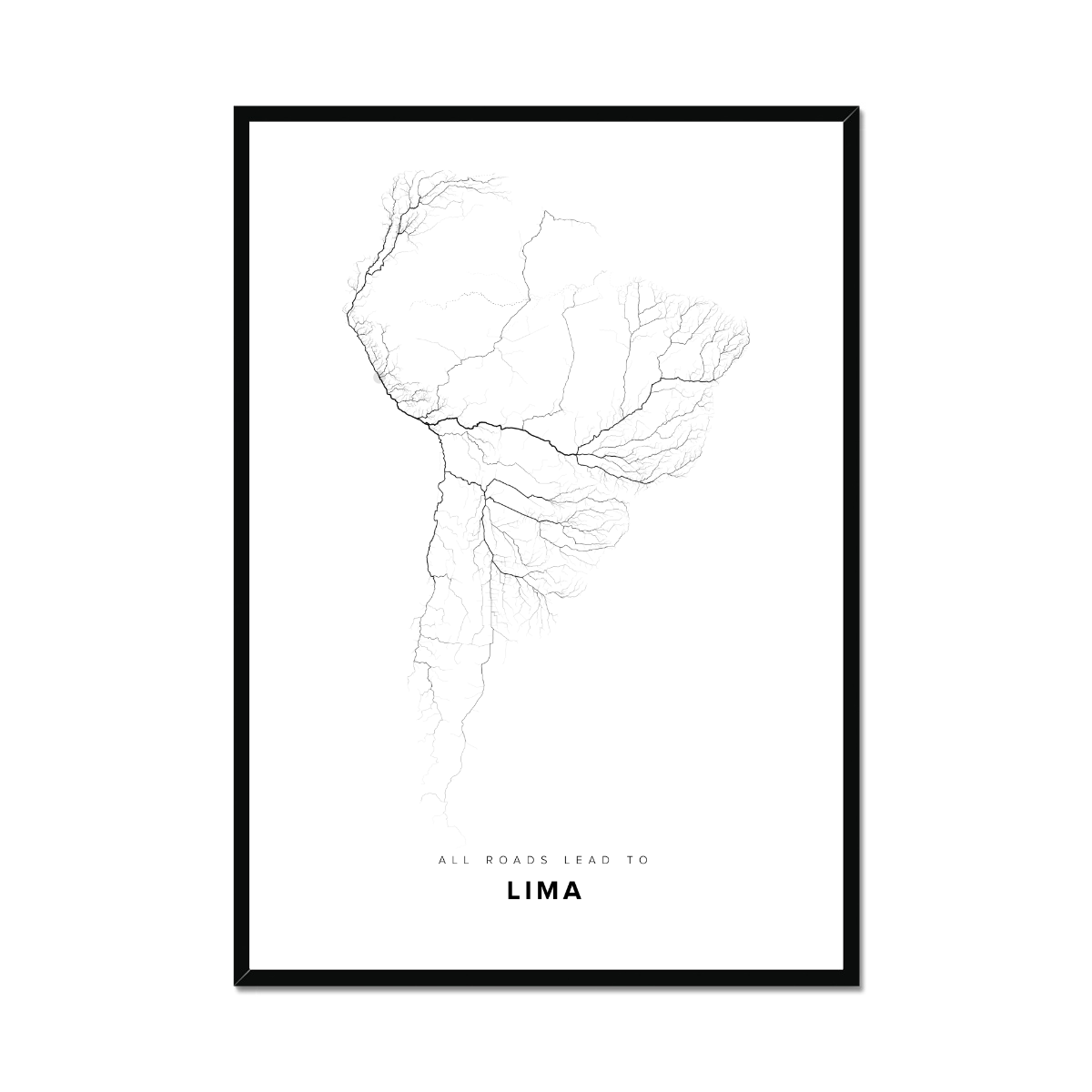 All roads lead to Lima (Peru) Fine Art Map Print