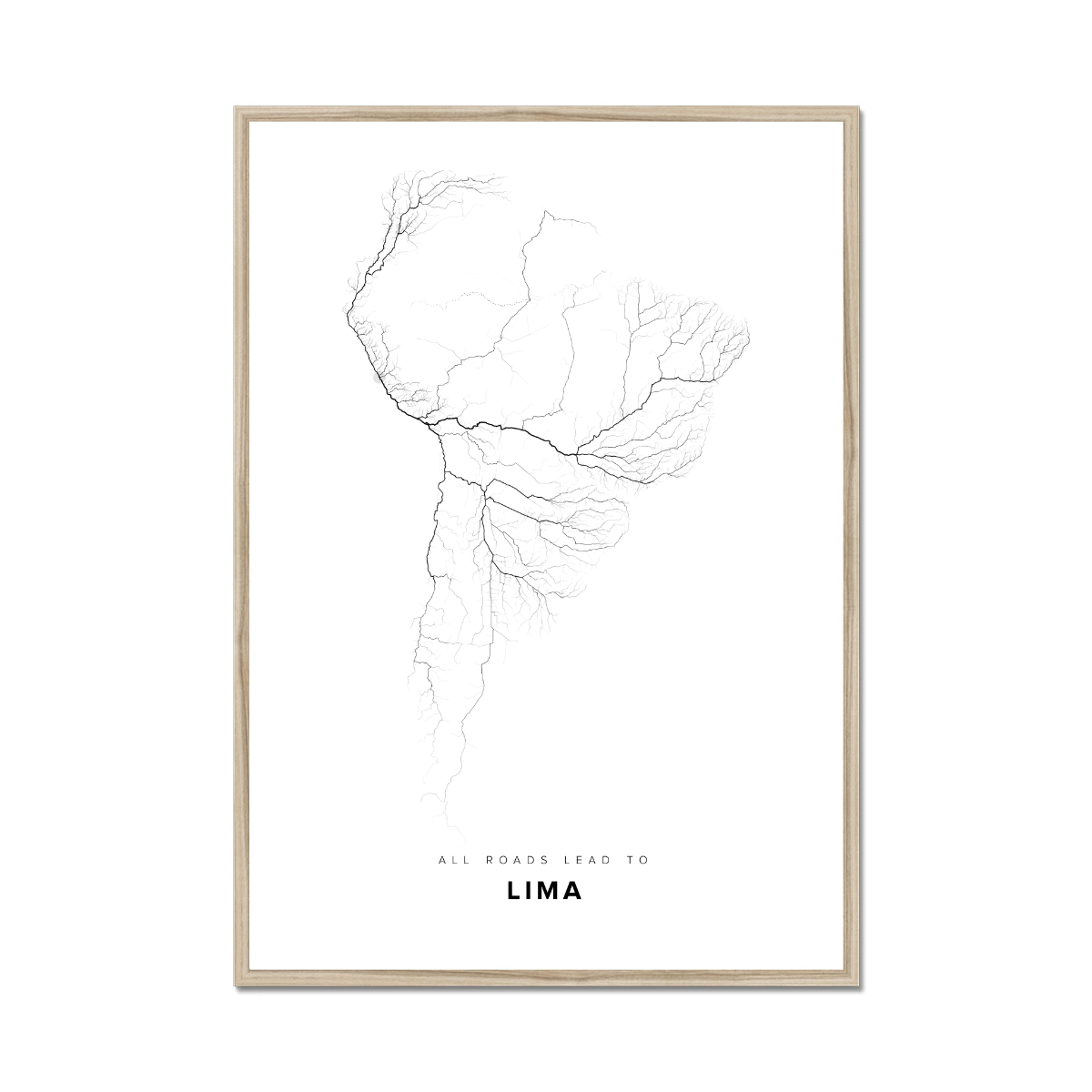 All roads lead to Lima (Peru) Fine Art Map Print