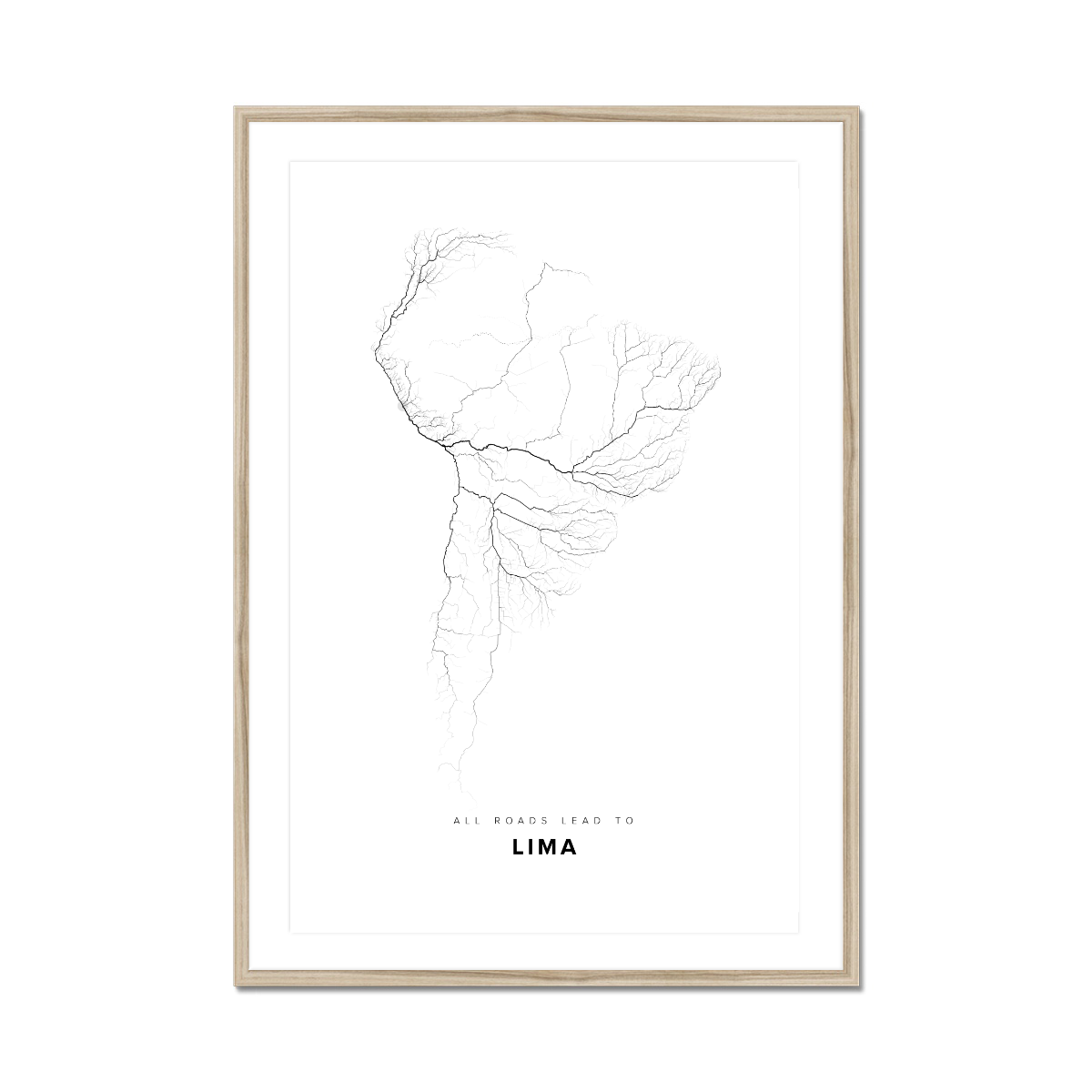 All roads lead to Lima (Peru) Fine Art Map Print