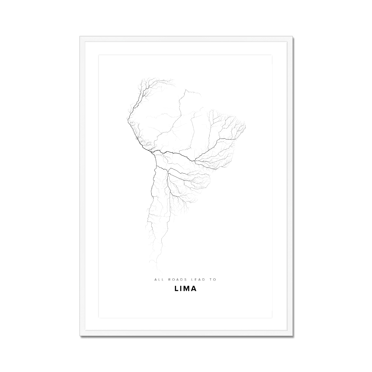 All roads lead to Lima (Peru) Fine Art Map Print