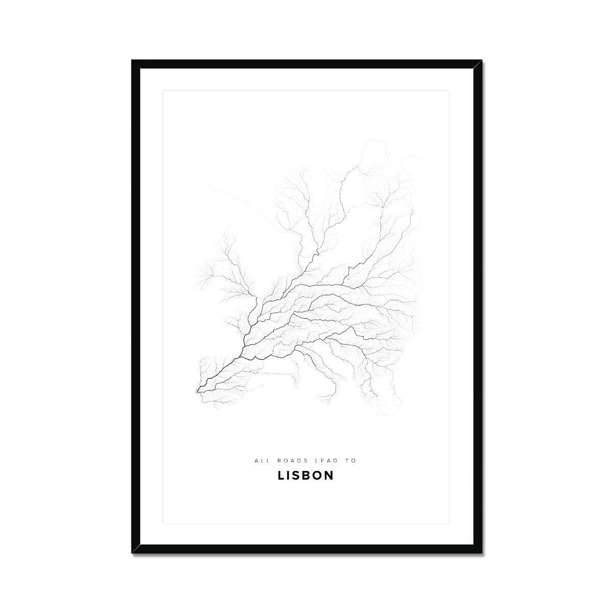 All roads lead to Lisbon (Portugal) Fine Art Map Print