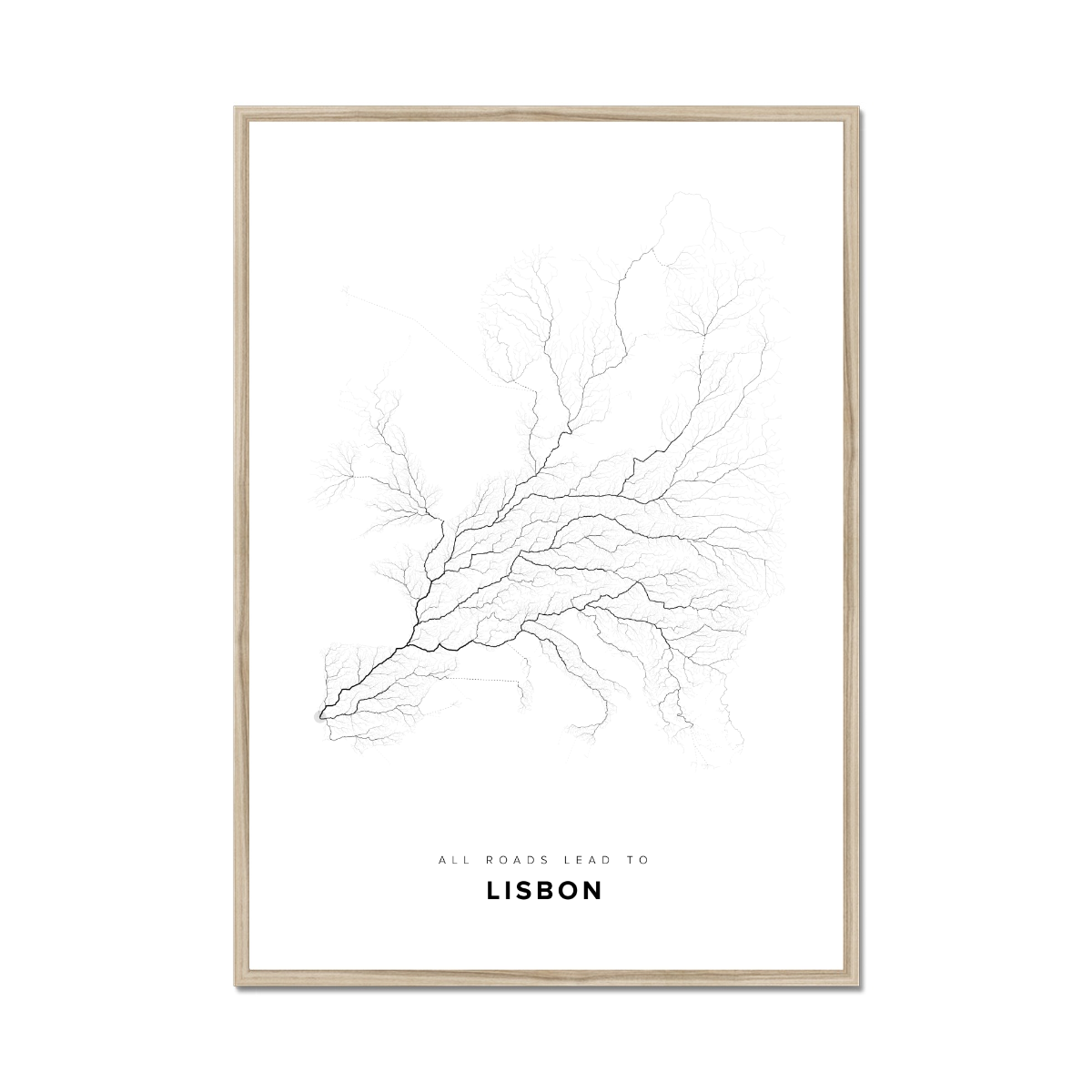 All roads lead to Lisbon (Portugal) Fine Art Map Print