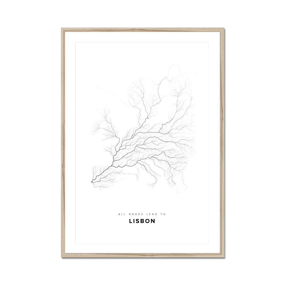 All roads lead to Lisbon (Portugal) Fine Art Map Print