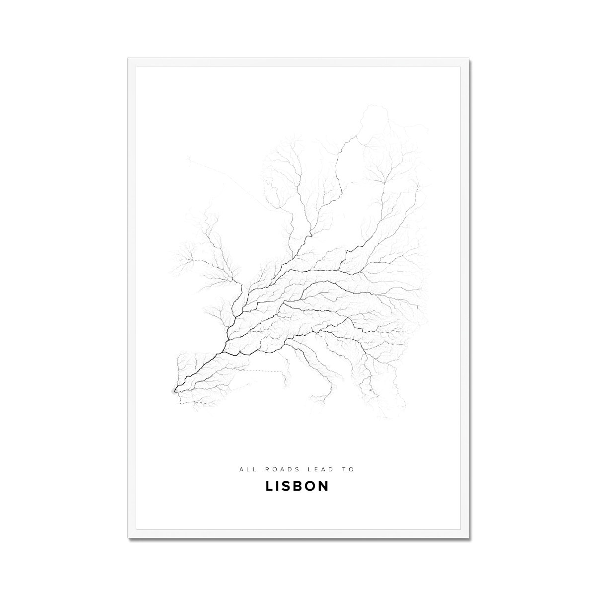All roads lead to Lisbon (Portugal) Fine Art Map Print