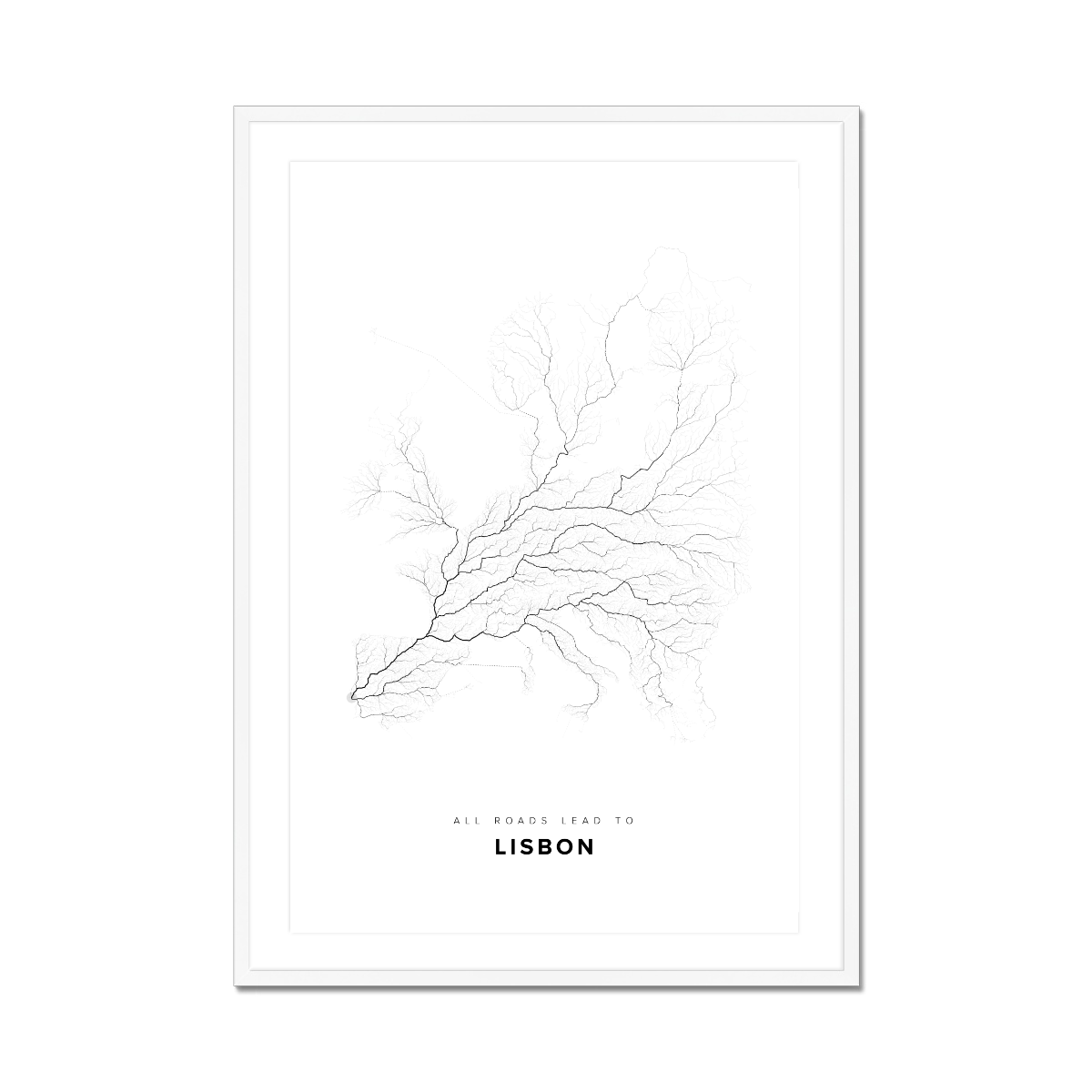 All roads lead to Lisbon (Portugal) Fine Art Map Print