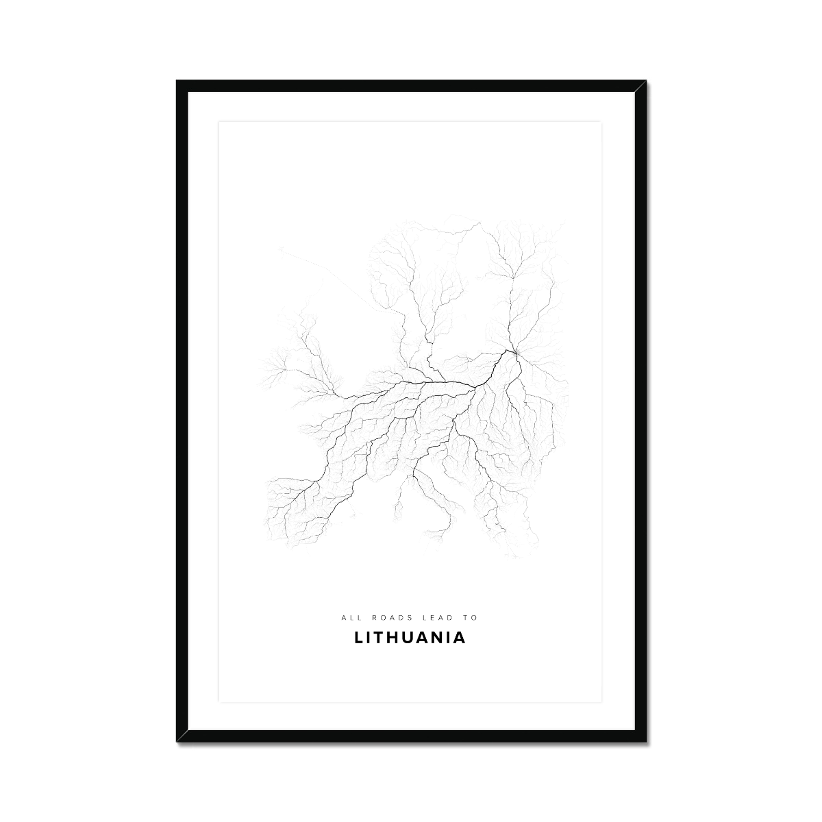 All roads lead to Lithuania Fine Art Map Print
