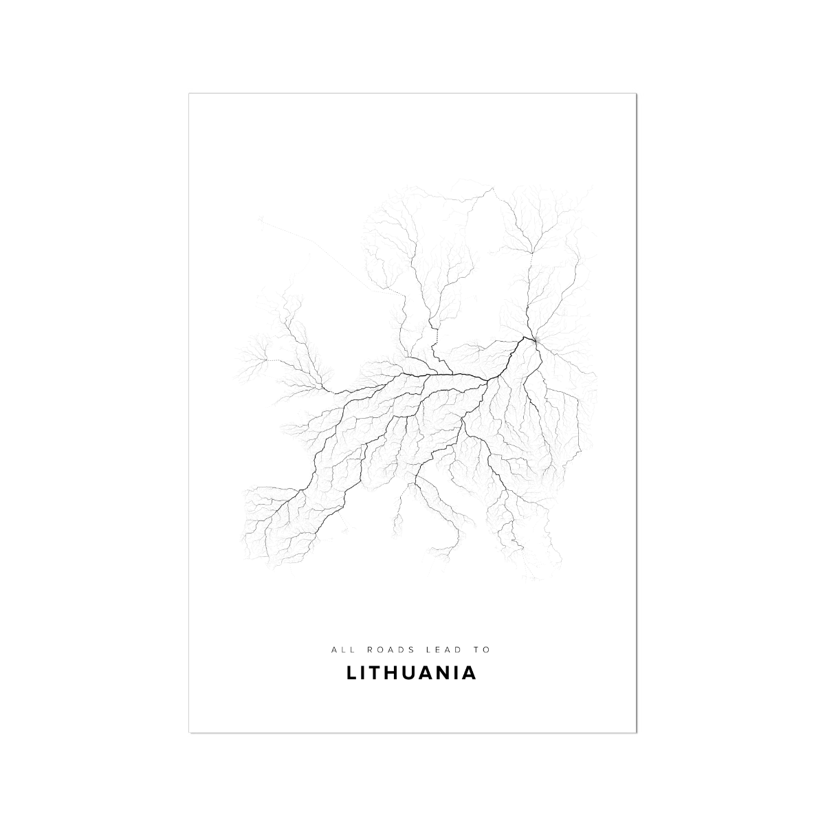 All roads lead to Lithuania Fine Art Map Print