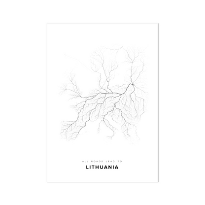 All roads lead to Lithuania Fine Art Map Print