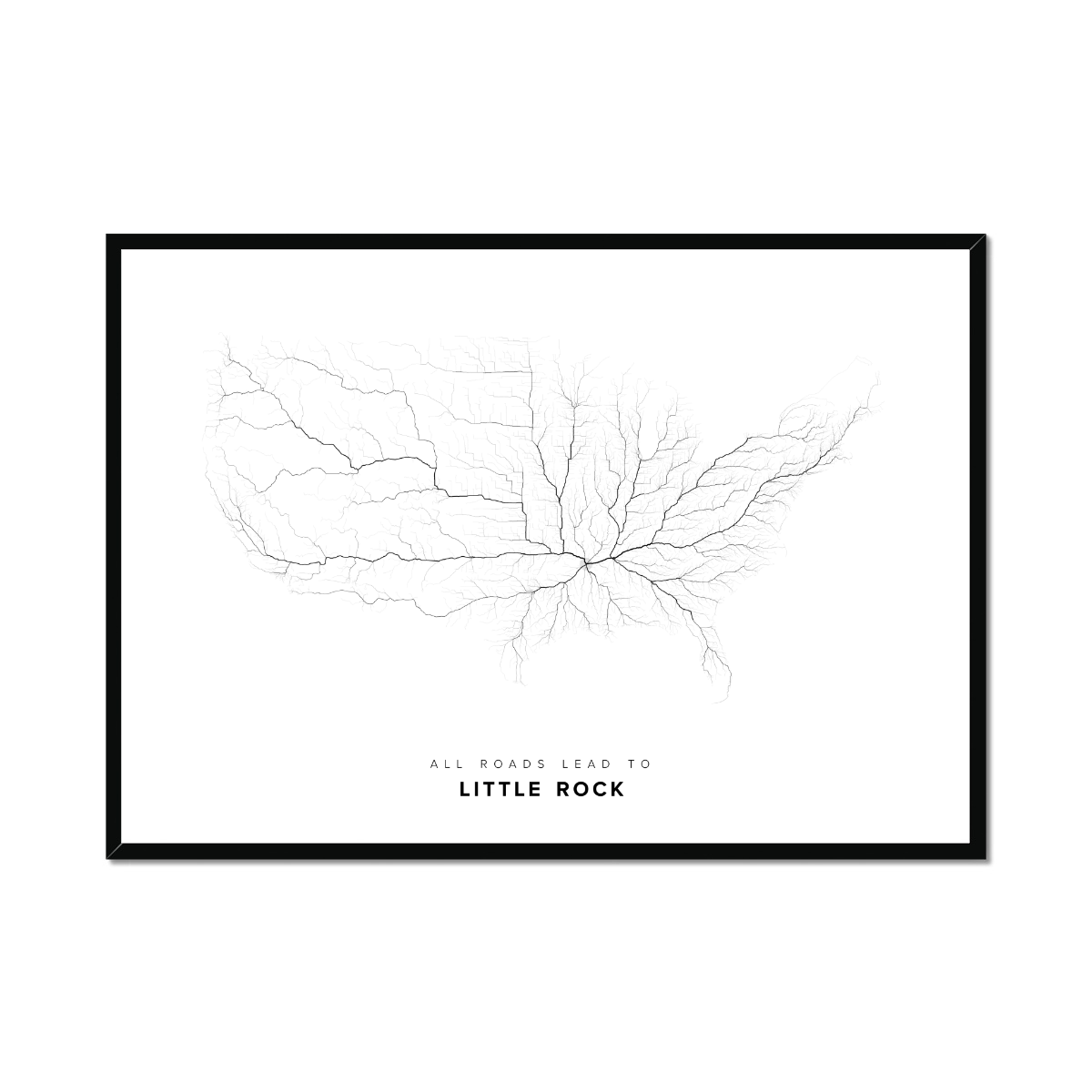 All roads lead to Little Rock (United States of America) Fine Art Map Print
