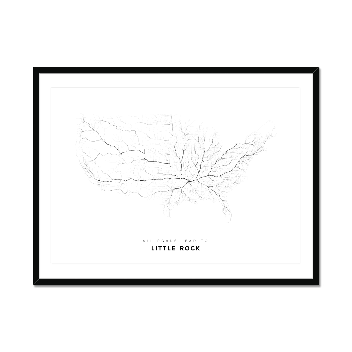 All roads lead to Little Rock (United States of America) Fine Art Map Print