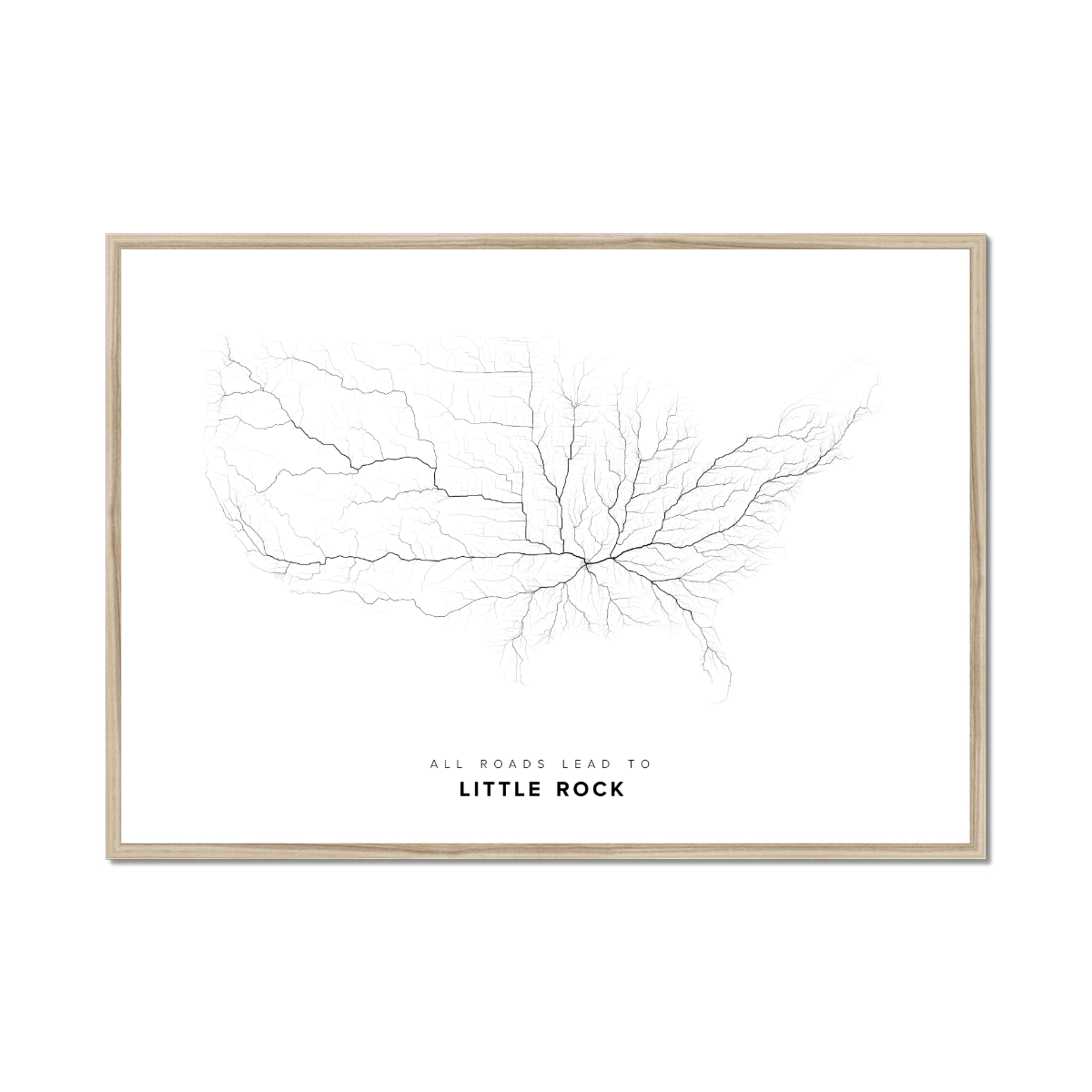 All roads lead to Little Rock (United States of America) Fine Art Map Print