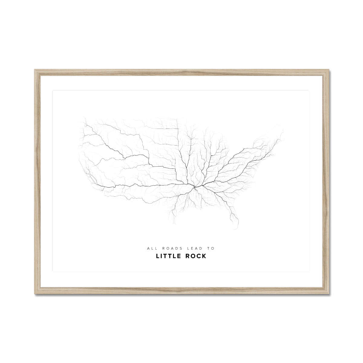 All roads lead to Little Rock (United States of America) Fine Art Map Print
