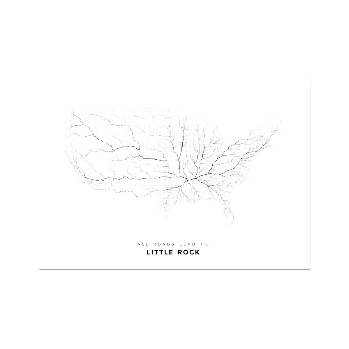All roads lead to Little Rock (United States of America) Fine Art Map Print