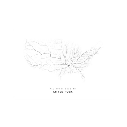 All roads lead to Little Rock (United States of America) Fine Art Map Print
