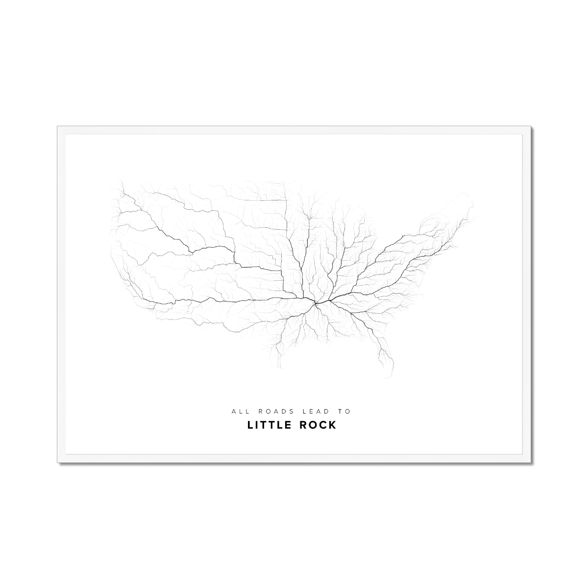 All roads lead to Little Rock (United States of America) Fine Art Map Print