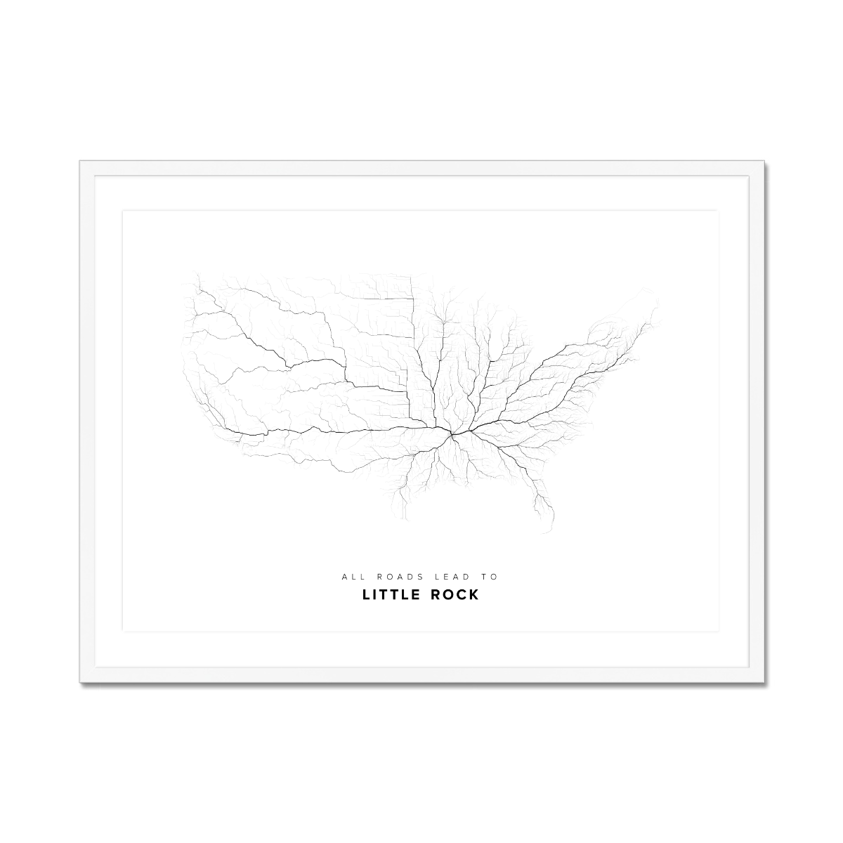 All roads lead to Little Rock (United States of America) Fine Art Map Print