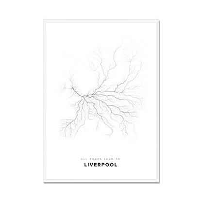 All roads lead to Liverpool (United Kingdom of Great Britain and Northern Ireland) Fine Art Map Print