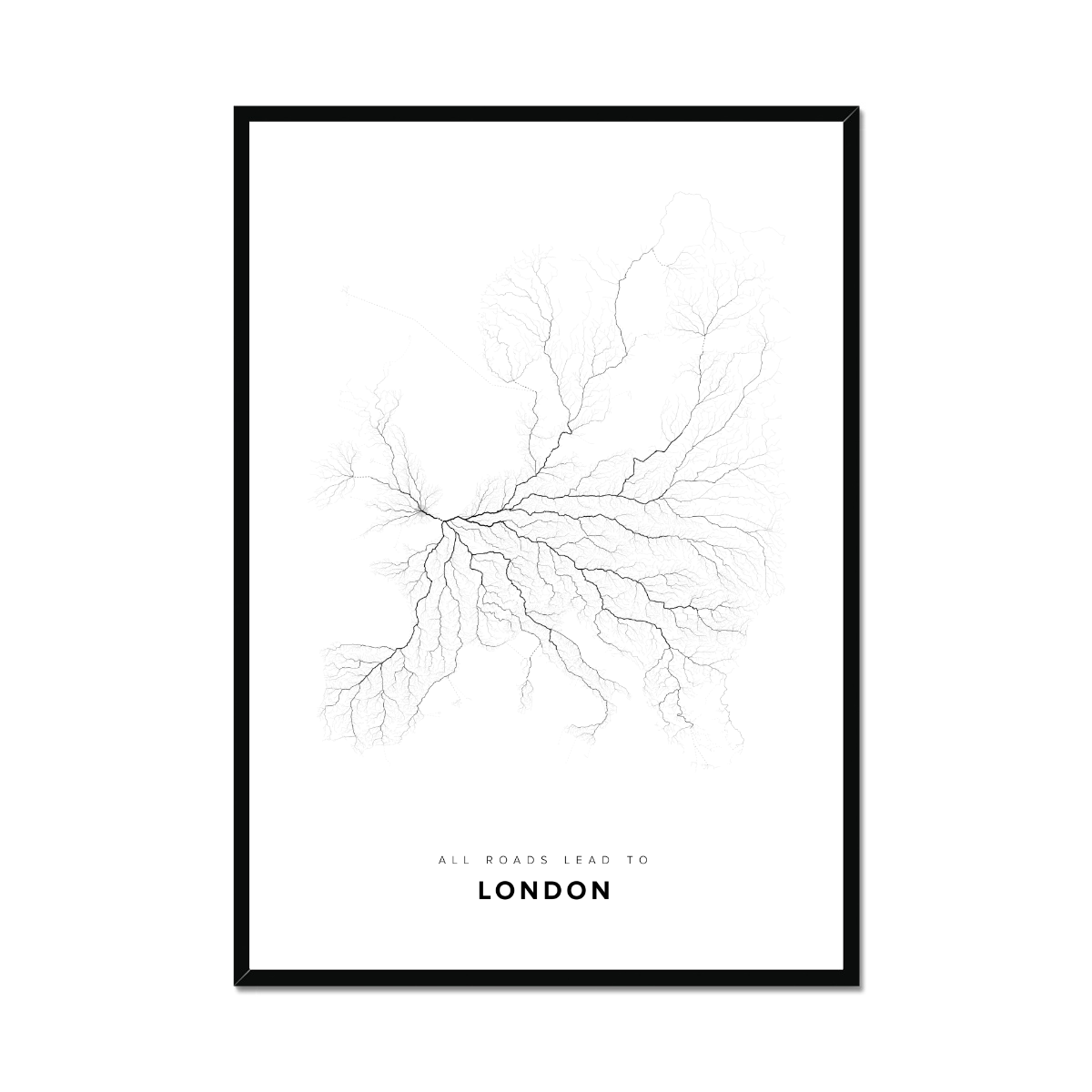 All roads lead to London (United Kingdom of Great Britain and Northern Ireland) Fine Art Map Print