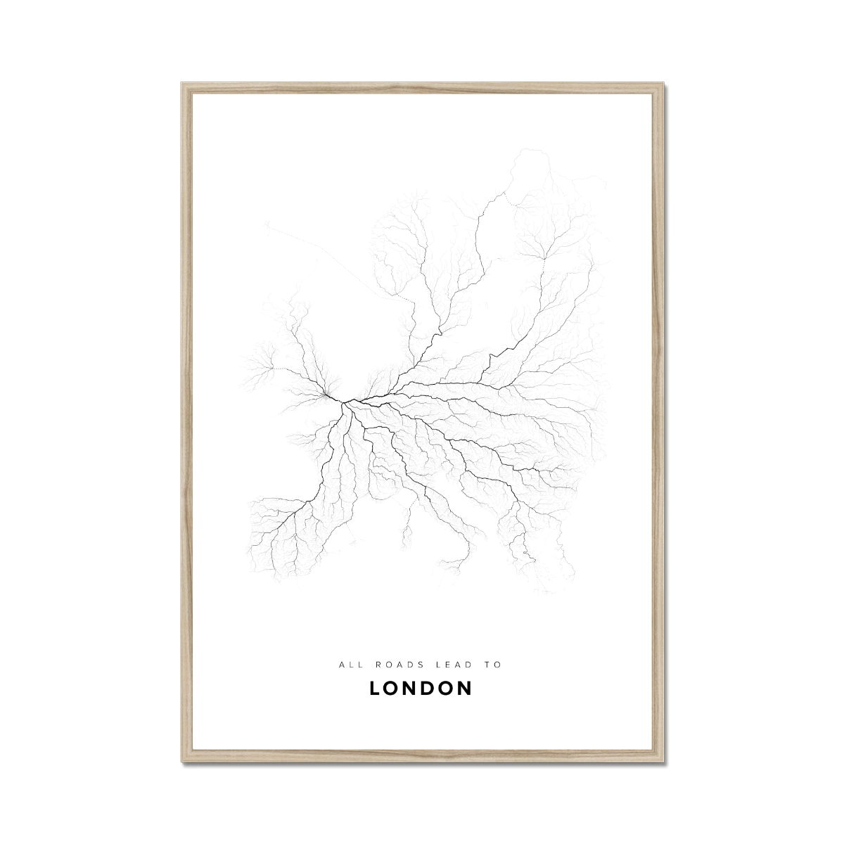 All roads lead to London (United Kingdom of Great Britain and Northern Ireland) Fine Art Map Print