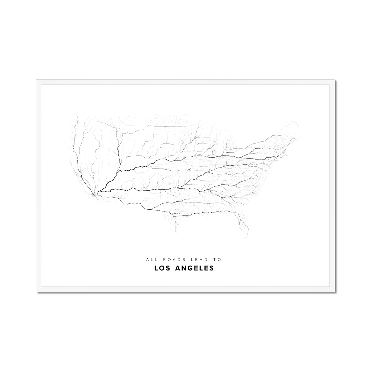 All roads lead to Los Angeles (United States of America) Fine Art Map Print