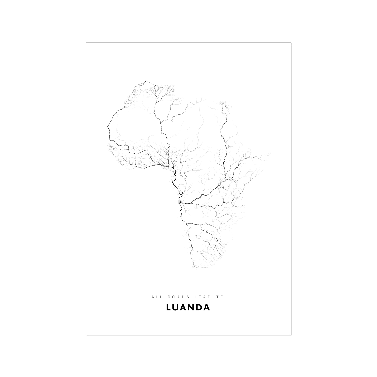 All roads lead to Luanda (Angola) Fine Art Map Print