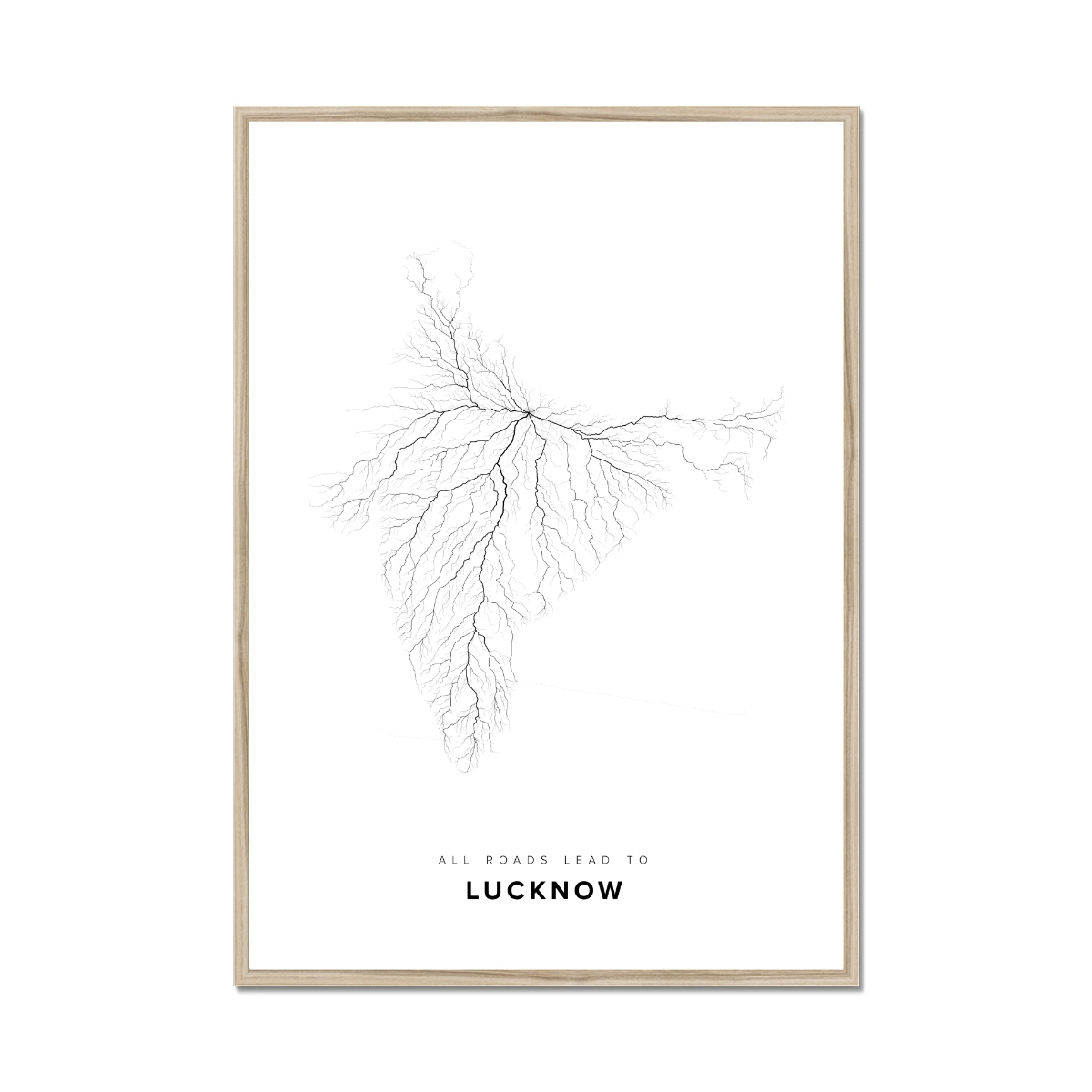 All roads lead to Lucknow (India) Fine Art Map Print