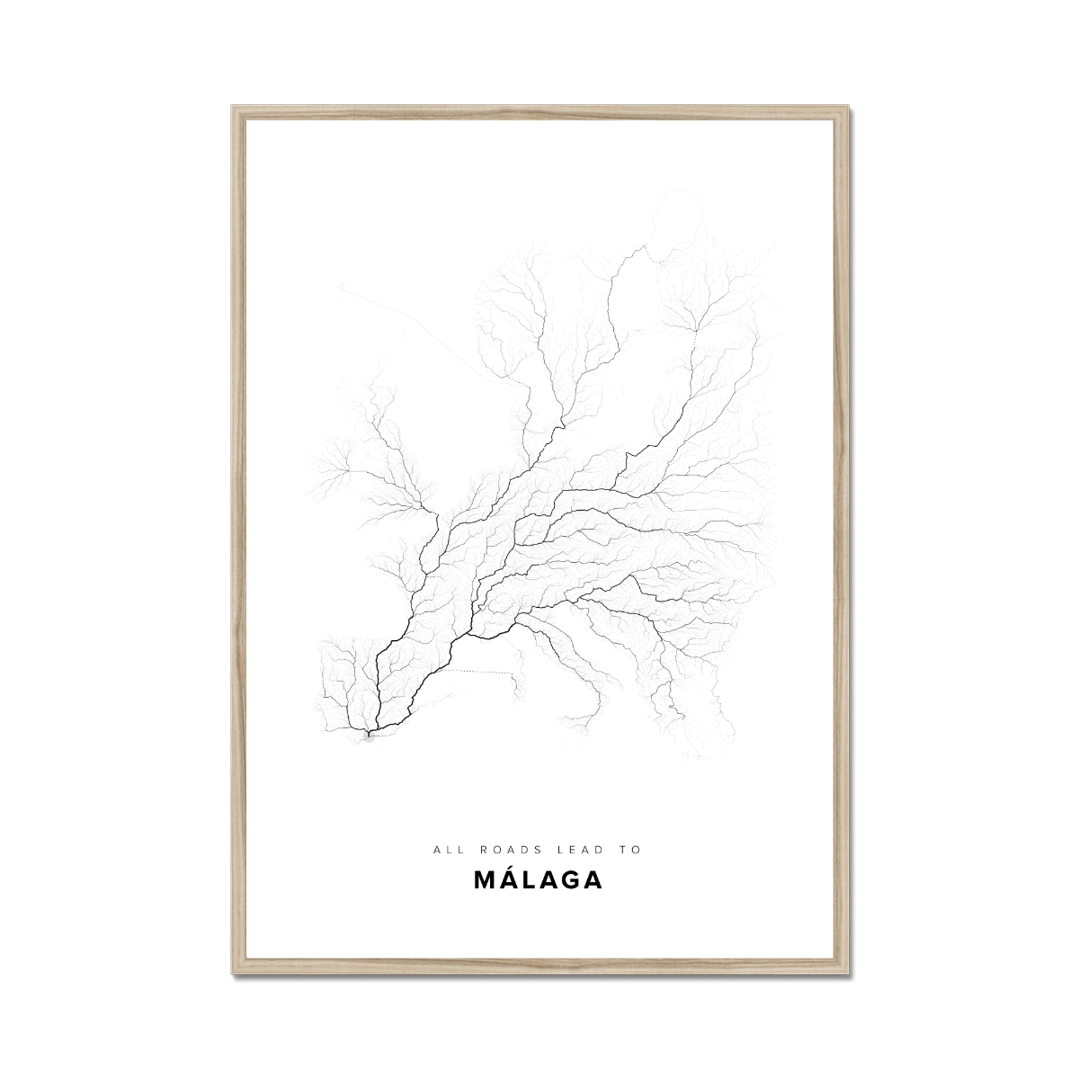 All roads lead to Málaga (Spain) Fine Art Map Print