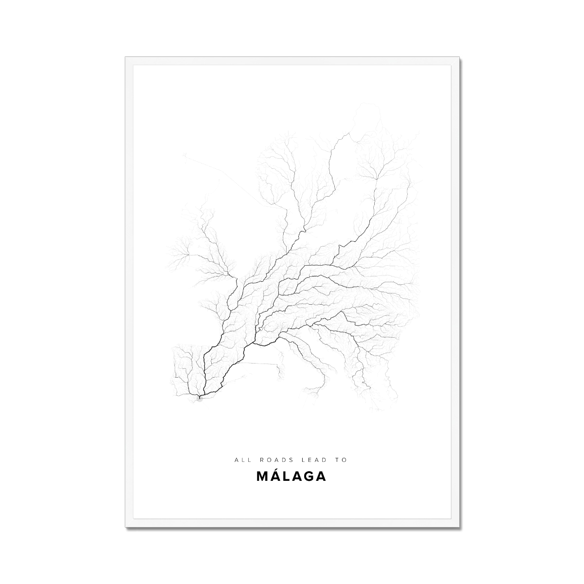 All roads lead to Málaga (Spain) Fine Art Map Print