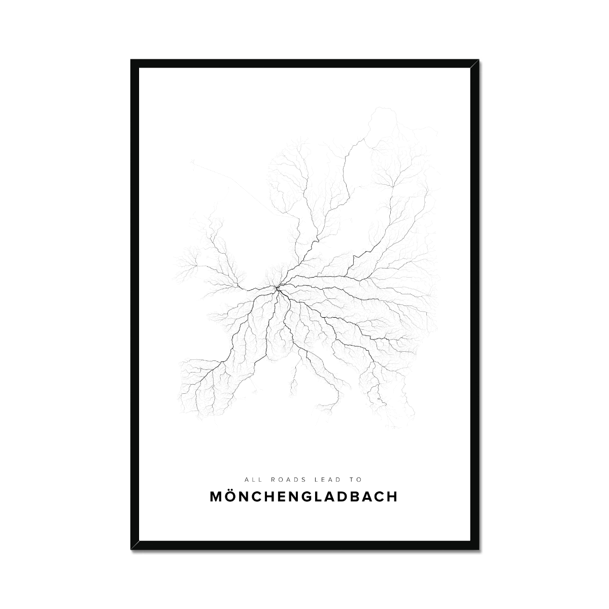 All roads lead to Mönchengladbach (Germany) Fine Art Map Print