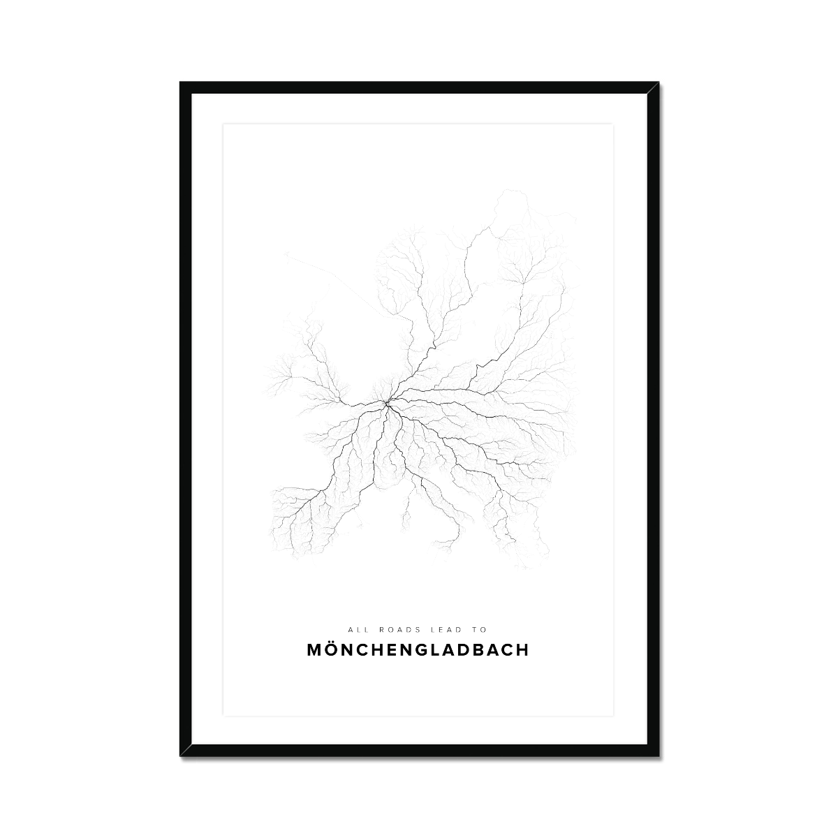All roads lead to Mönchengladbach (Germany) Fine Art Map Print