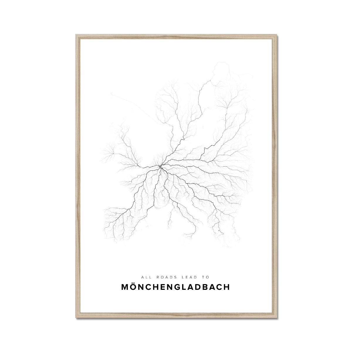 All roads lead to Mönchengladbach (Germany) Fine Art Map Print