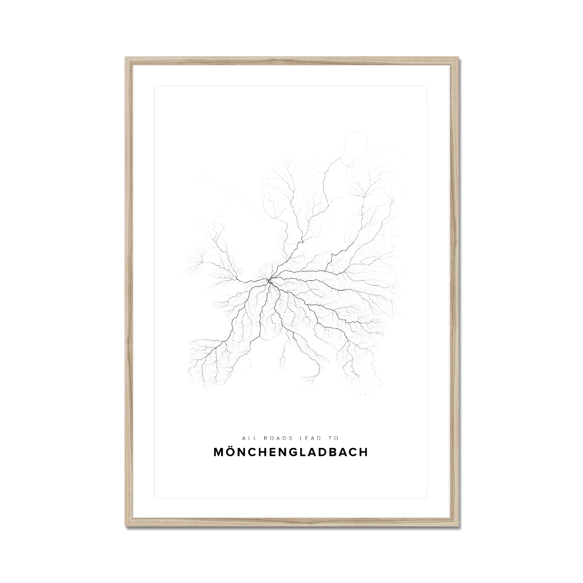All roads lead to Mönchengladbach (Germany) Fine Art Map Print
